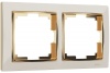Рамка на 2 поста Werkel WL03-Frame-02-ivory-GD (слоновая кость/золото)  Snabb