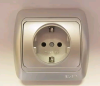 Розетка 1-м внутр. Евро Tuna орех 502-05-217
