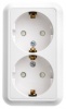 Розетка 2-м накл. Прима белая Евро монтаж.пластина RА16-214М-В (84)